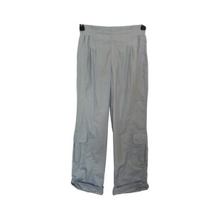 SELF-E Womens Light Blue Cargo Pants Ribbed Waistband Snap Cuff Size M